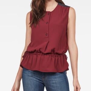 G-STAR RAW CRUSADER SLEEVELESS BLOUSE RED - S